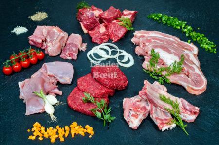 Assortiment boucherie "Express". Porc, bœuf, veau, agneau