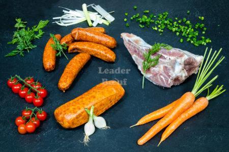 Assortiment "Potée" 10 personnes. Palette demi-sel, saucisse fumée, saucisse de Morteau